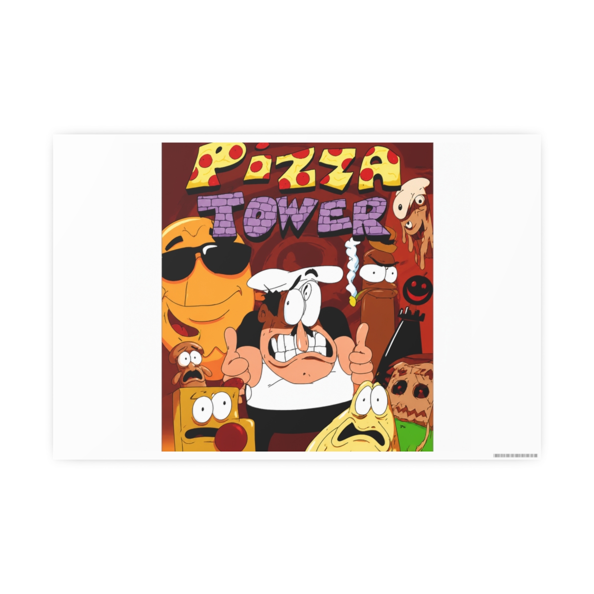 Vídeo Game P-Pizza Tower Painting Calligraphy Canvas Mural para paredes internas, sem vincos, lindo para sala de estar e quarto - alternate angle 3, merchandise