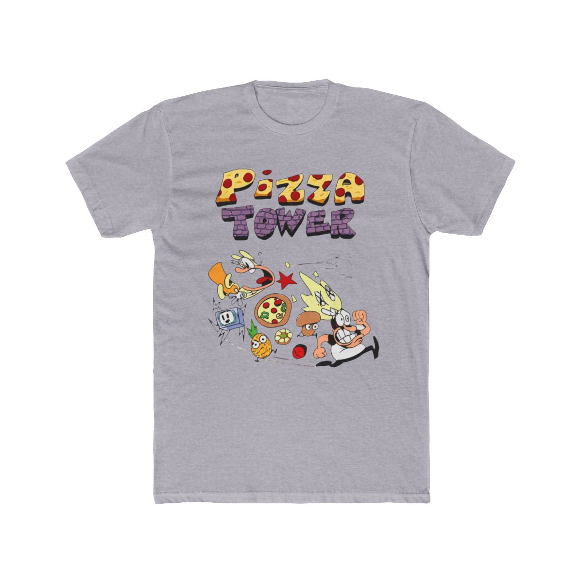 Pizza Tower Merch T Shirts Casual Cartoon Game T Shirt for Men Women Short Sleeve Top Tee, Pink, X-Small - alternate angle 4, merchandise