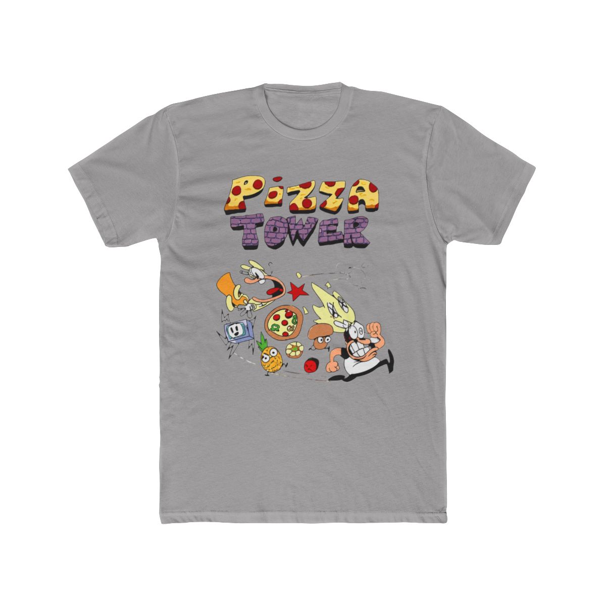 Pizza Tower Merch T Shirts Casual Cartoon Game T Shirt for Men Women Short Sleeve Top Tee, Pink, X-Small - Official T-Shirts merchandise